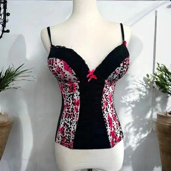 la sena Tops - Lasenza Pink and Black Leopard  Print corset top S punk goth y2k